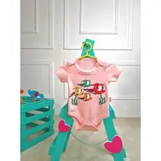 Bebio Bodysuit Colorful Fish Pink - ჩვილის ბოდე