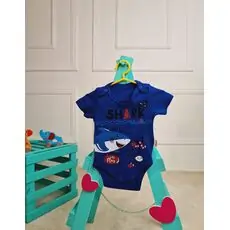 Bebio Bodysuit Shark Blue - ჩვილის ბოდე