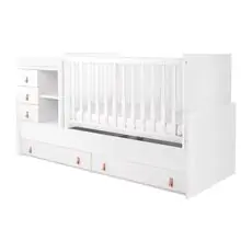 Kikkaboo Baby Cot Lorena White - ხის საწოლი