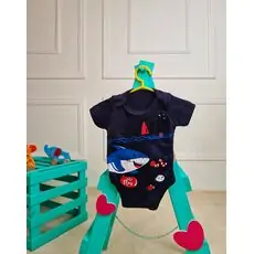 Bebio Bodysuit Shark Black - ჩვილის ბოდე