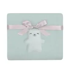 KikkaBoo Knitted cotton blanket Bear with me Mint ახალშობილის პლედი