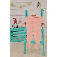 Baby Knitted Romper Pink - ახალშობილის ნაქსოვი რომპერი