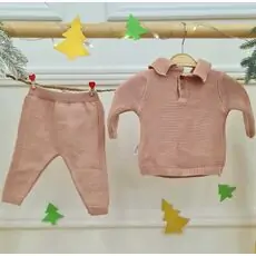 Baby Knitted 2 In 1 Set Cappuccino საბავშვო ნაქსოვი ტანსაცმლის ორეული