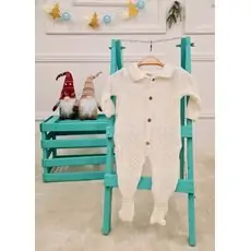 Baby Knitted Romper White - ახალშობილის ნაქსოვი რომპერი