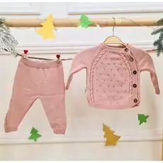Cute Knitted 2 In 1 Set Cappuccino საბავშვო ნაქსოვი ტანსაცმლის ორეული
