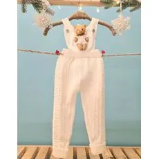 Big Bear Knitted Overalls White - საბავშვო ნაქსოვი კომბინიზონი