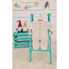 Cute Knitted Romper Beige - ახალშობილის ნაქსოვი რომპერი
