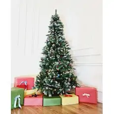 Christmas Tree With Pine Cones And Berries საახალწლო ნაძვის ხე დათოვლილი ბოლოებით გირჩით და კენკრით 210 სმ (OT748)