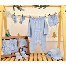 Beautiful Knitted Clothes Set Blue - საბავშვო ტანსაცმლის ნაკრები
