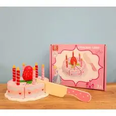 Wooden cake Happy Birthday ხის სათამაშო დასაჭრელი ტორტი