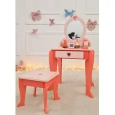 Wooden Dresser Set With Accsesoriess  - ხის საბავშვო ტრილიაჟი აქსესუარებით