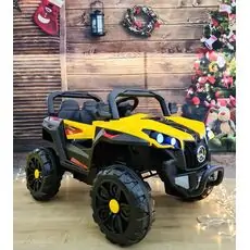 Polaris Off-Road Jeep Yellow - ელექტრო მანქანა ტყავის სავარძლით