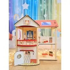 Moni Wooden Dollhouse Elly EV22 - ხის სათამაშო სახლი