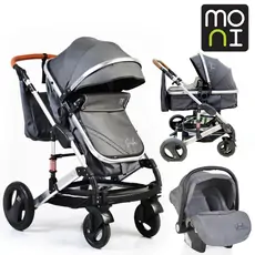 Cangaroo Gala 3in1 Black Leather With Panther Car Seat საბავშვო ტრანსფორმერი ეტლის კომპლექტი