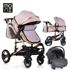Cangaroo Gala 3in1 Gold Beige With Crystal Car Seat საბავშვო ტრანსფორმერი ეტლის კომპლექტი