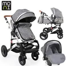 Cangaroo Gala 3in1 Premium Stars With Panther Car Seat  საბავშვო ტრანსფორმერი ეტლის კომპლექტი