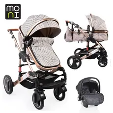 Cangaroo Gala 3in1 Premium Barley With Crystal Car Seat საბავშვო ტრანსფორმერი ეტლის კომპლექტი