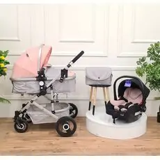 Cangaroo Ciara Pink 3In1 With Multi Carseat საბავშვო ტრანსფორმერი ეტლის კომპლექტი