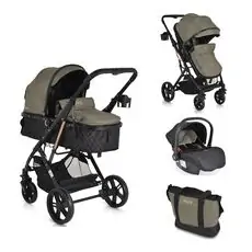 Moni 3in1 Rafaello Olive Green - საბავშვო ტრანსფორმერი ეტლის კომპლექტი