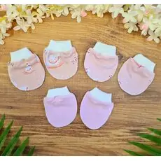 Miniword Swan Baby mittens Pink ახალშობილის ხელთათმანის ნაკრები