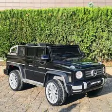 Mercedes Benz G63 AMG Painted Black - ელექტრო მანქანა კაუჩუკის საბურავებით და ტყავის სავარძლით