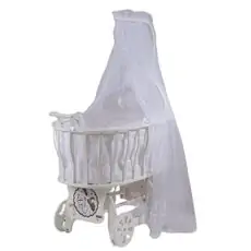 Bebekonfor White Rubio Crib With White French Bumper - ხის საწოლის კომპლექტი