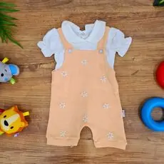 Beautiful Flowers Overalls Peach -კომბინიზონი