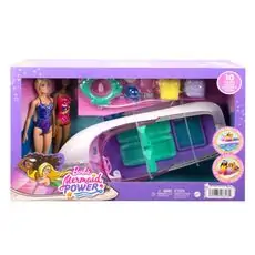 Barbie Mermaid Power Dolls & Boat Playset ბარბის თოჯინები კატერით და აქსესუარებით