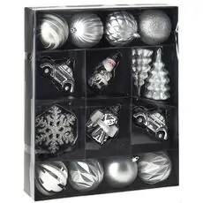 Christmas Hanging Decoration Set Silver 20pcs 8cm  ნაძვის ხის სათამაშოები