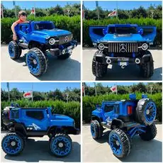 Mercedes Jeep Electric Car Blue - ელექტრო მანქანა კაუჩუკის საბურავებით