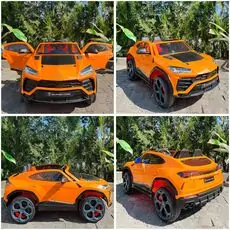 Lamborghini Electric Car Orange - ელექტრო მანქანა კაუჩკის საბურავებით და ტყავის სავარძლით