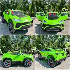Lamborghini Electric Car Green - ელექტრო მანქანა კაუჩკის საბურავებით და ტყავის სავარძლით