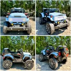 Toyota Jeep Electric Car Blue - ელექტრო მანქანა კაუჩუკის საბურავებით