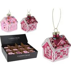 Christmas Decoration Set House Pink And Dark Pink 12pcs ნაძვის ხის სათამაშოები