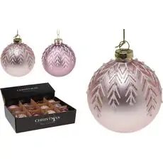 Christmas Ball With White Leaf Design ნაძვის ხის სათამაშოები