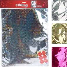 Christmas Giftbag Set With Sticker 6 Pcs საახალწლო შესაფუთი ქაღალდები
