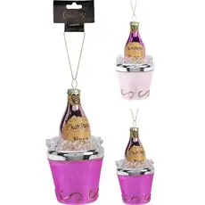 Christmas Hanging Decoration Champagne Bottle In Cooler With Ice Cubes ნაძვის ხის სათამაშოები