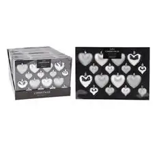 Christmas Hanging Decoration Heart Silver ნაძვის ხის სათამაშოები