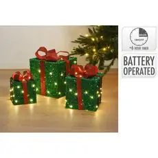 Christmas Giftbox With Led Green ნაძვის ხის დეკორაცია