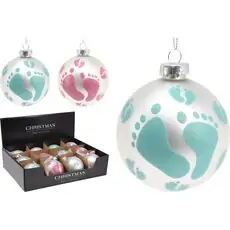 Christmas Ball Baby Feet Design Soft Pink ნაძვის ხის სათამაშოები