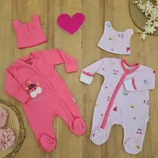 Cherry Romper Pink - ჩვილის რომპერი