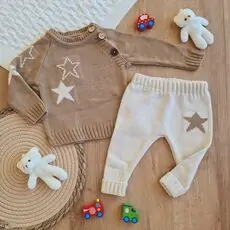 Cute Knitted Star 2 In 1 Set საბავშვო ნაქსოვი ტანსაცმლის ორეული