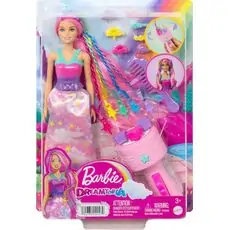 Barbie Dreamtopia HNJ06 wist 'n Style Pink Hair - სათამაშო ბარბი აქსესუარებით