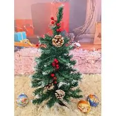 Snow-Covered Christmas Tree With Pine Cones And Berries საახალწლო ნაძვის ხე დათოვლილი ტოტებით, გირჩითა და კენკრით 45 სმ