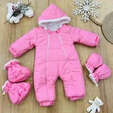Beautiful Jacket With Removable Gloves And Booties Pink - საბავშვო ქურთუკი
