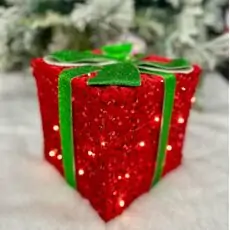 Medium Christmas Giftbox With Led Red ნაძვის ხის დეკორაცია