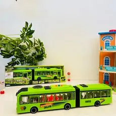 Express Bus With Light And Sound Green - სათამაშო ავტობუსი