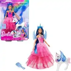 Barbie Unicorn Toy, 65th Anniversary Doll with Blue Hair - ბარბის სათამაშო თოჯინა აქსესუარებით