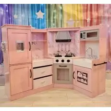 Toy Wooden Kitchen With Accessories - ხის სათამაშო სამზარეულო