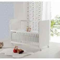 Baby When White Color Wheeled Bedside Cradle ახალშობილის საწოლი
